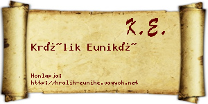 Králik Euniké névjegykártya